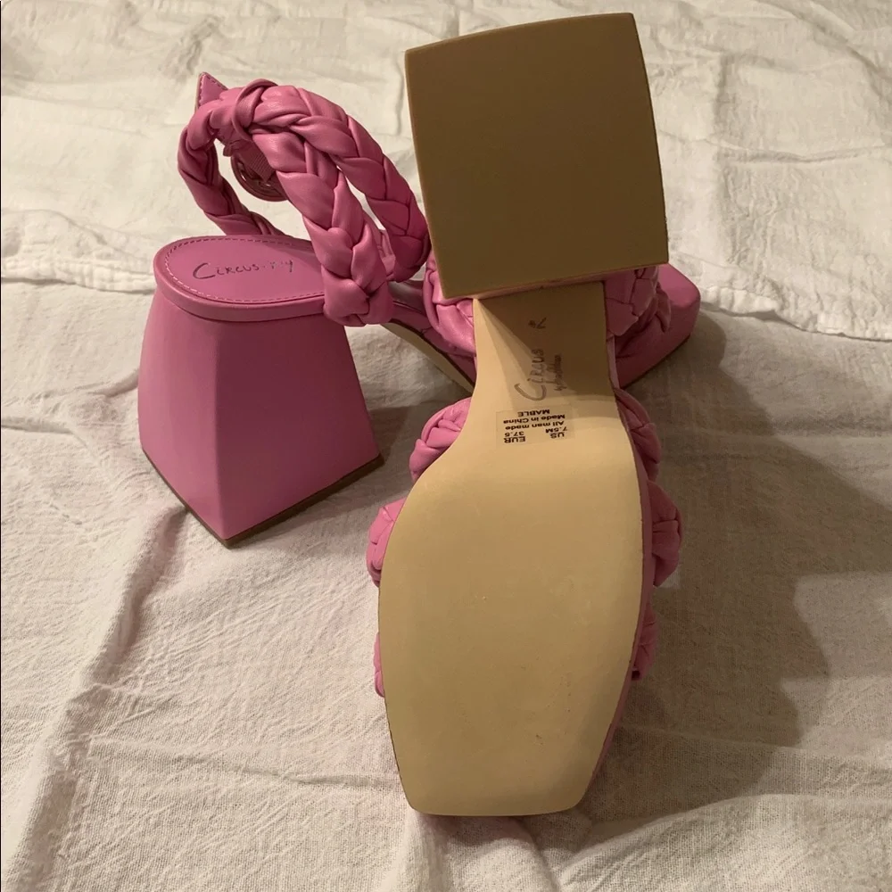 Circus By Sam Edelman Braided Platform Block Heel Sandals Pink Size 7.5 & 8 NEW